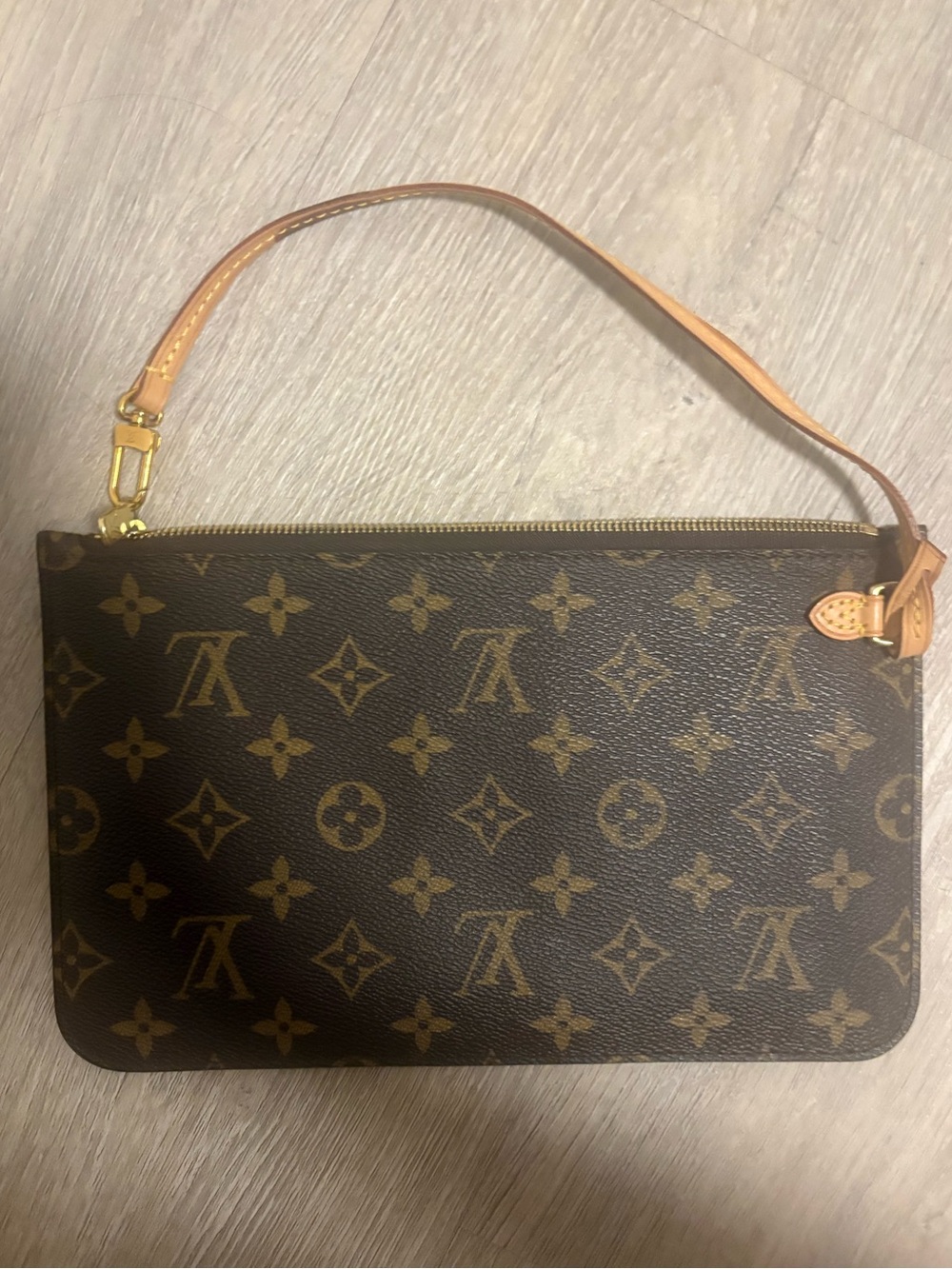 Louis Vuitton Large Monogram Canvas Wristlet in Brown and Tan